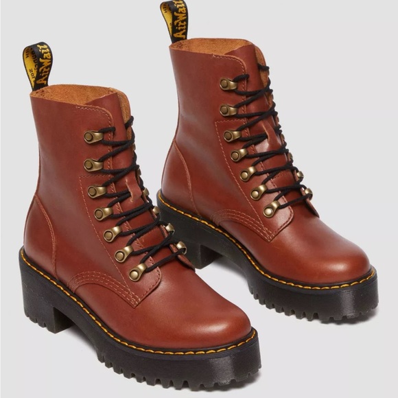 New Dr Martens Leona Farrier Leather Heeled Boots - 8 - Picture 2 of 8